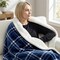 Americanflat 60x80 Oversized Tattersall Fleece Throw Blanket - Reversible Sherpa Backing - Ultra Soft Plush Comfort - Cozy Warmth For Couch Or Bed - Blue